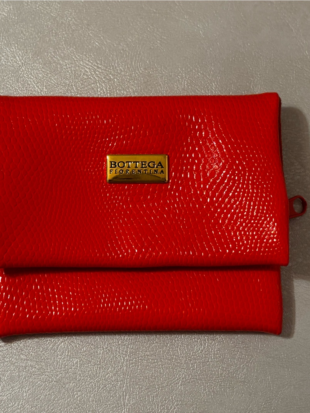 BOTTEGA FIORENTINA Orange Textured Leather Wallet
